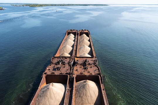 Large sand barge - close-up, top view