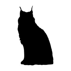 Sitting Lynx Cat (Felis Lynx) On a Side View Silhouette Found In Map Of Eurasia, Europe And North America. Good To Use For Element Print Book, Animal Book and Animal Content