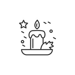 Christmas candle line icon. Holiday atmosphere. New year celebration. Moments, details and festive decorations. Christmas and New Year holidays concept. Isolated vector illustration. Editable stroke