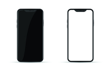 Realistic smartphone mockup. Phone blank, white. Vector illustration.