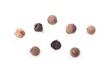 black garlic on white background