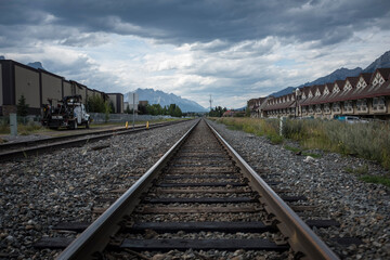 Fototapeta na wymiar Vias de tren en Canada