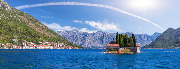 St. George island near Perast, the Bay of Kotor, Montenegro panorama