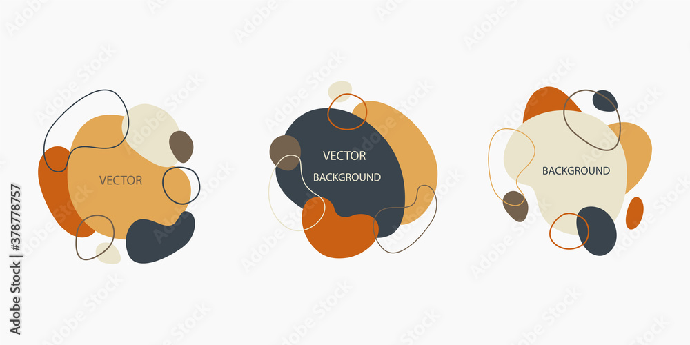 Leinwandbilder 
Vector set of abstract geometric shapes in flat style with copy space for text on a white background. Trendy  and minimalistic design for banner, cover, wallpaper, stories background  decoration.