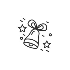 Jingle bell line icon. Midnight. Christmas songs. New year celebration. Moments, details and festive decorations. Christmas and New Year holidays concept. Isolated vector illustration. Editable stroke