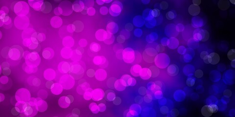 Dark Purple vector texture with circles. Modern abstract illustration with colorful circle shapes. Pattern for wallpapers, curtains.