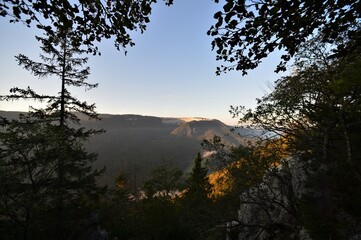 Creux du Van in the morning sun on a beautiful summer day