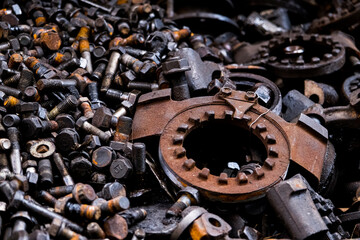 the texture of rusty screw and bolts