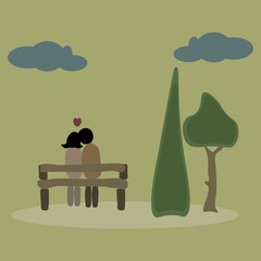 couple in love sit together with  beautiful scenery vector,eps10.