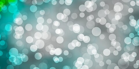 Light Blue, Green vector backdrop with dots. Abstract colorful disks on simple gradient background. Pattern for business ads.