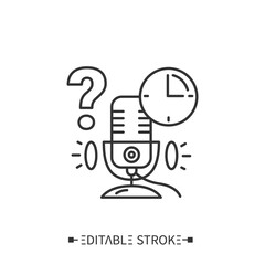 Podcast timing line icon. Episodes length. Holding the tempo of broadcasting. Internet digital recording, online broadcasting concept. Isolated vector illustration. Editable stroke