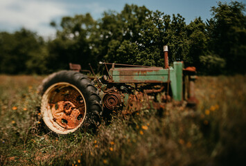 old tractor in the field