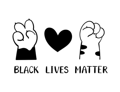 Draw cat paw with black lives matter for cut file, print on T-shirt.