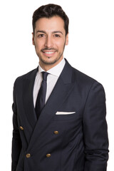 Portrait of a businessman with confident attitude, smiling in suit and tie