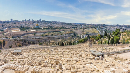 Jerusalem, Israel - The thousands of Jewish graves at the mount of olives, Jerusalem, Israel.