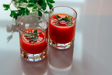 tomato juice in a glass