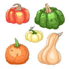 set of pumpkins