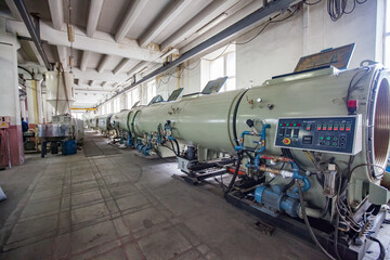 Modern plastic pipes production line equipment.
