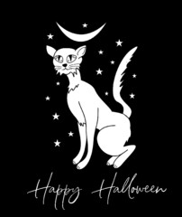 "Happy Halloween" Cat with starry sky (on black)
pdf