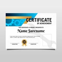 Machine engineering certificate. Certificate for mechanical expert.