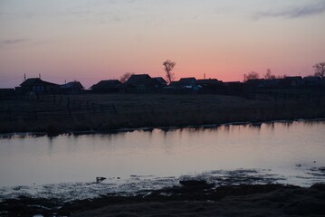 Sunset in the village