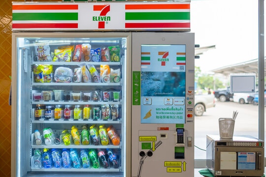 7-11 Automatic vending machine for snacks and drinks. 13 August 2020.THAILAND.