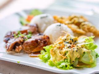 Chicken rice and vegetable