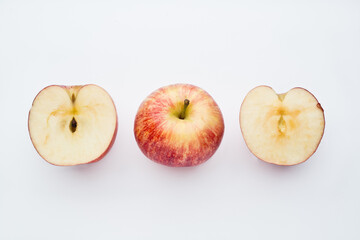 Red apple, with white background. Asturias, Spain