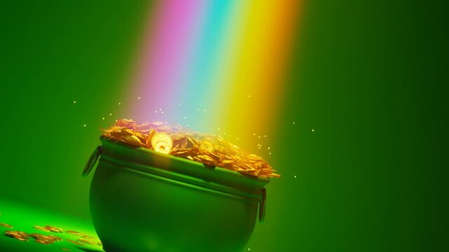 The magical rainbow that leads to the pot of gold.  A cauldron is full of coins.