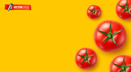 Arrière plan jaune avec tomates vectorielles