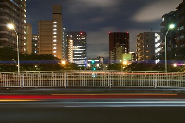 Fototapeta na wymiar 勝どき　月島橋からの眺め レーザービーム