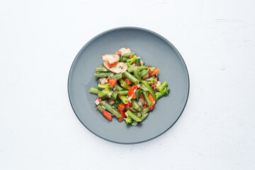 Sauteed vegetables, on white background. In study