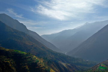 Naklejka premium Beautiful view of the beautiful landscape seen from the heights of the San Jeronimo de Surco district. Lima - Peru