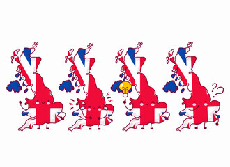 Fototapeta na wymiar Cute happy United Kingdom map and flag character