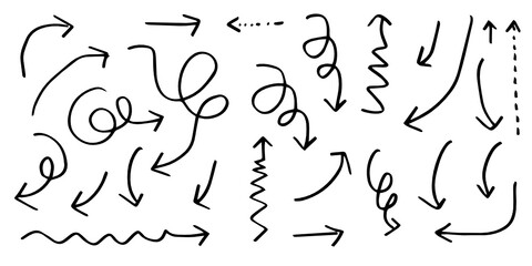 hand drawn vector arrows set on black background.vector EPS