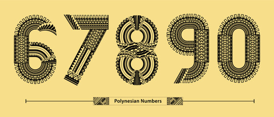 Numbers Polynesian style in a set 67890