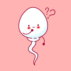 Cute happy funny sperm cell. Vector flat line 