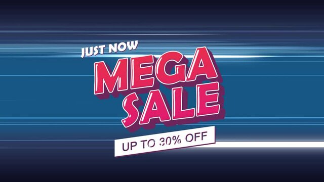 just now mega sale up to 30% off , motion graphic video. sale promotion,advertising, marketing,website. Royalty-free Stock 4K Footage