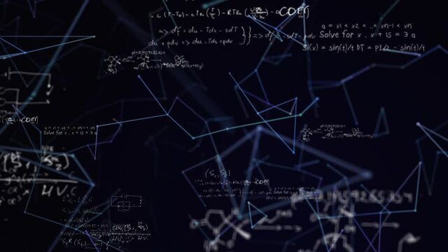 Network of connections against mathematical equations - Powered by Adobe