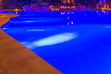 Outdoor Swimming Pool at Night.