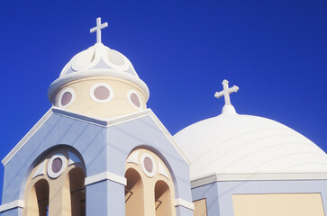 Low angle view of a church, Santorini, Cyclades Islands, Greece 