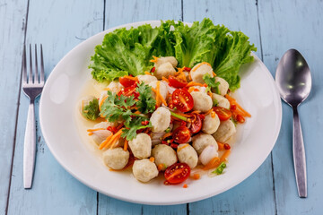 Pork ball spicy salad tasty food