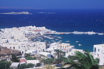 High angle view of a city by the sea 