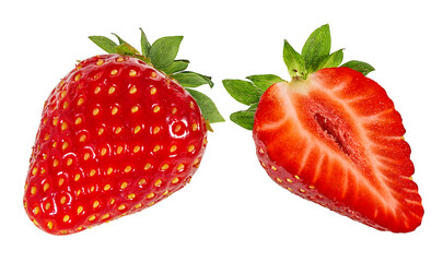 Fresh strawberry isolated on white background with clipping path