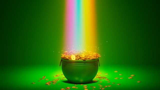 The magical rainbow that leads to the pot of gold.  A cauldron is full of coins.