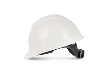 White safety helmet isolated on white background. Safety ideas for workers or general staff
