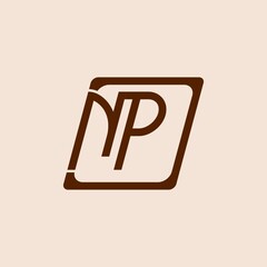 Outstanding professional elegant trendy awesome artistic brown color Np initial based Alphabet icon logo.