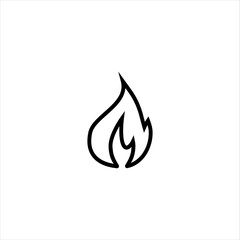 Fire flame vector icon. Logo design. Black outline isolated on a white background. Design element for a website or mobile app