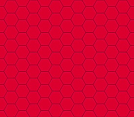 Seamless vector pattern of red honeycomb mosaic. Geometric design. Red hexagon tiles background. Print for wrapping, web backgrounds, fabric, decor, surface, packaging, scrapbooking, etc. 