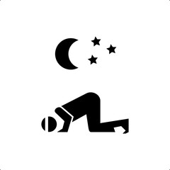 Tarawih prayer glyph icon. Ramadan kareem